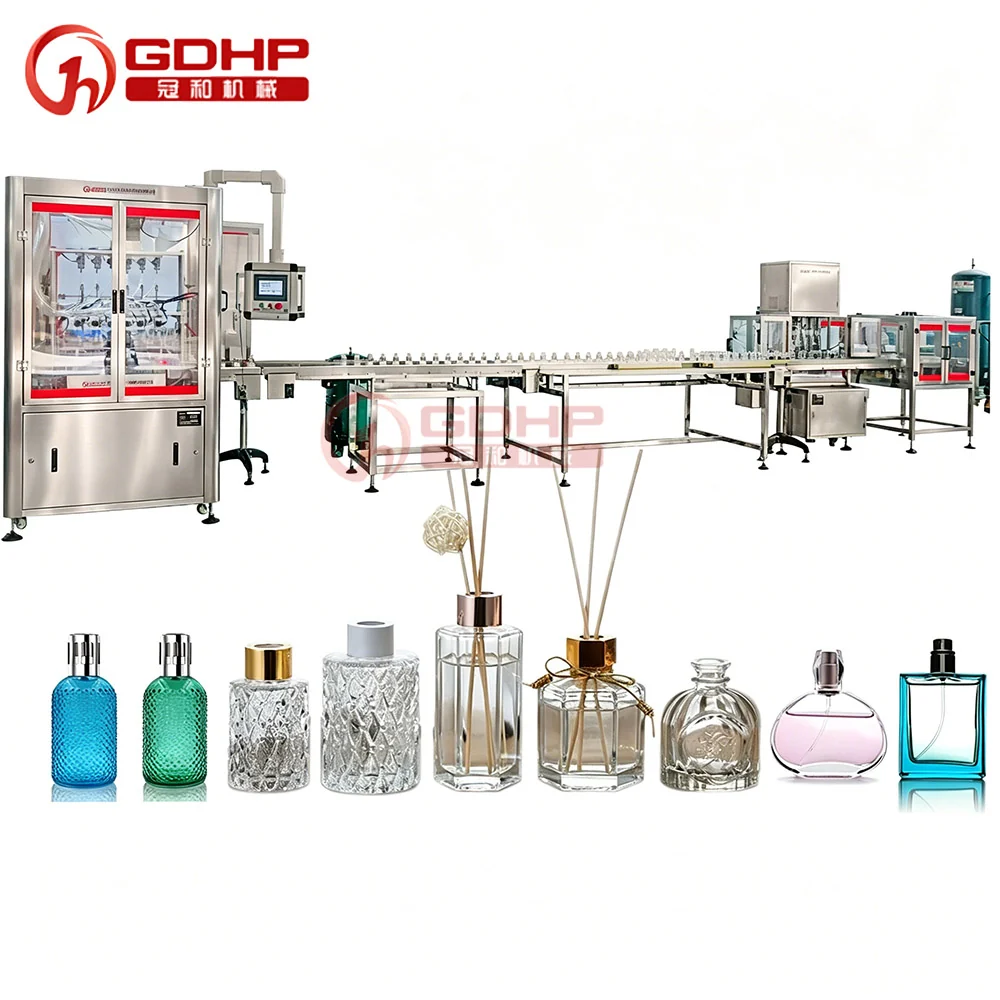 香薰香水液体高速灌装压塞旋盖生产线