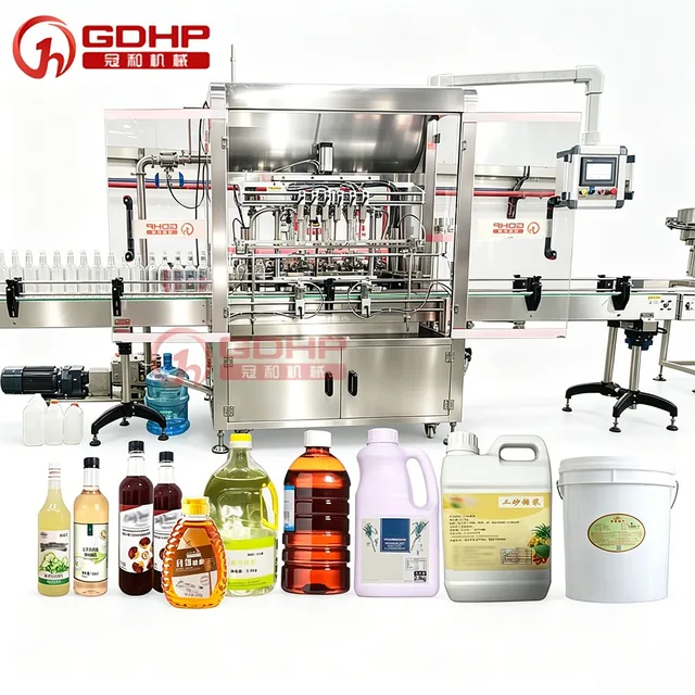 奶茶饮料糖浆灌装旋盖封膜生产线产品图2